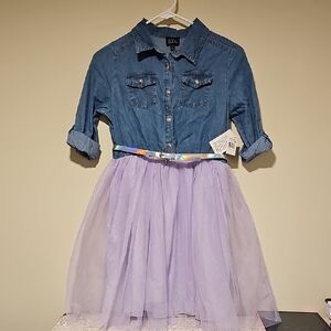 Lilt Denim and Lavender Tulle Casual Dress